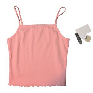 Pink scallop trim crop top